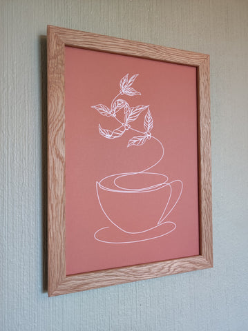 Coffee Cup Line Print Coral