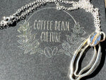 Sterling silver vulva necklace with sterling silver coffee bean