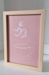 Coffee Cup Line Print Pink